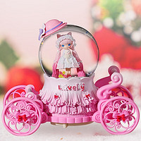 IMVE 水晶球音乐盒儿童礼物洛丽塔公主旋转八音盒玩具送女孩生日3-14岁 粉色马车