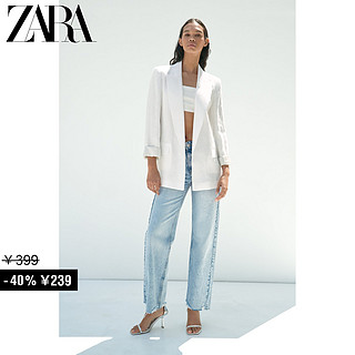 ZARA 特价精选 女装 印花袖口纯亚麻西装外套 7726707 250