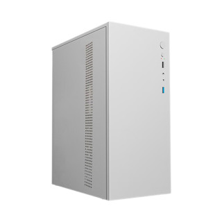 H2 电脑机箱 台式机MATX小机箱（商务简约/3+1超多盘位/0.6MM超厚钢板/水平对流风） H2白色