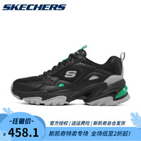 SKECHERS 斯凯奇 男鞋二代机甲鞋白芒之心跑步鞋运动老爹鞋237209 黑色/炭灰色237209-BKCC 42