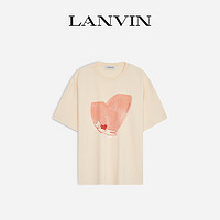 LANVIN 浪凡 偏爱系列 男女款圆领短袖T恤 RU-TS0002-J094-E23 淡黄色 M