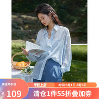 自巧(ZIQIAO) 自巧小个子夏日衬衫女夏季新款蓝色碎花夏威夷风雪纺上衣 蓝色碎花 XXS