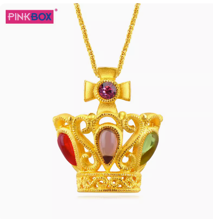 PINKBOX 娉饰珠宝黄金皇冠彩石吊坠 足金皇冠吊坠 香港专柜同款