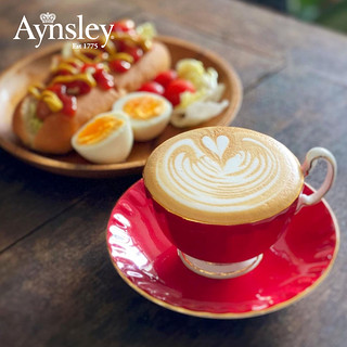 Aynsley 雀鸟色釉咖啡杯 深红色