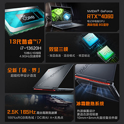 ThundeRobot 雷神 911X 猎荒者 酷睿i7-13620H、RTX 4060 8G、16GB、512GB SSD、2.5K、IPS、165Hz