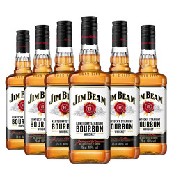 JIM BEAM 金宾 波本威士忌 美国进口洋酒单支装  白占边750ml*6瓶