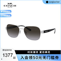 COACH 蔻驰 太阳镜女款防紫外线时尚眼镜飞行员形金属墨镜0HC7116