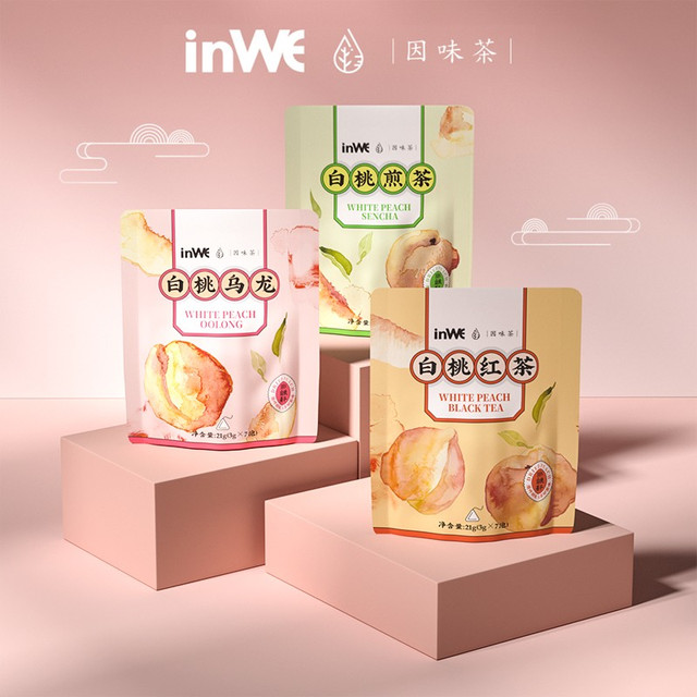 inWE 因味 白桃蜜桃乌龙茶绿茶红茶花草茶袋泡茶三角茶包