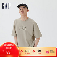 Gap 盖璞 男女装纯棉宽松亲肤T恤短袖夏季2023新款602762百搭情侣装 浅卡其 185/104A(L)