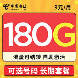 CHINA TELECOM 中国电信 神龙卡 2年19元月租（185G全国流量+畅享5G）送2张20元E卡