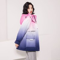 户外工装风羽绒服女男情侣款极寒加厚保暖外套 L 粉紫渐变