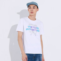 JEANSWEST 真维斯 JW真维斯短袖T恤男装春夏季白色半袖打底衫男士字母印花圆领上衣