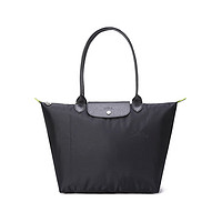 LONGCHAMP 珑骧 女士大号长柄黑色环保再生帆布可折叠手提饺子包 L1899 919 001