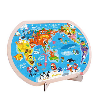 TOI 图益 儿童故事拼图玩具幼儿早教木质拼图拼板男孩玩具女孩生日礼物2-3-4-5-6岁 80片世界地图