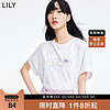 LILY2022夏新款女装设计感浪漫钉珠舒适抗皱米白色短袖圆领T恤 604米白a S