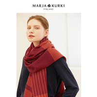 MARJAKURKI玛丽亚古琦红色羊毛围巾女冬季百搭条纹针织大披肩围脖 主旋律 米色（礼盒包装 代写贺卡）