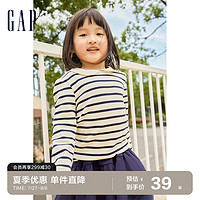 Gap女幼童秋季款娃娃领罗纹针织T恤414350儿童装可爱运动长袖
