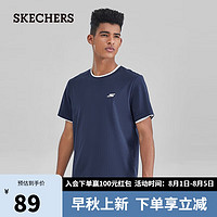 SKECHERS 斯凯奇 圆领宽松运动衣P223M094 海军学院蓝/02MZ S