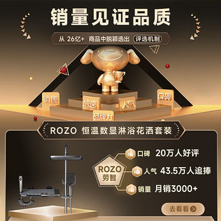 ROZO 淋浴花洒套装智能数显钢琴按键淋浴器枪灰色恒温花洒全套  冷热数显款3068