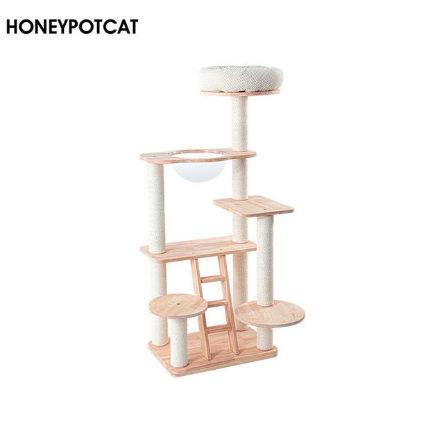 HONEYPOT CAT 蜜罐猫 猫爬架猫窝猫树一体 全实木质猫架 猫咪用品 猫玩具 210907wo