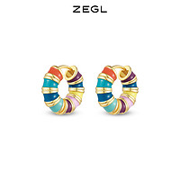 ZENGLIU 女士彩色圆圈珐琅耳环 DS33455