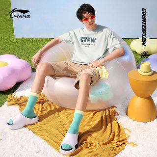 李宁 LI-NINGCF MARS短袖T恤男女同款官方新款夏季透气圆领情侣针织运动服 藤褐色 3XL