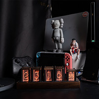rgb拟辉光管时钟LED电脑搭桌面创意摆件复古电子数字时钟生日礼物 五管胡桃木