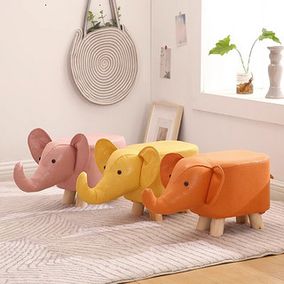 全品屋 大象凳子动物凳实木换鞋凳创意小凳子家用客厅卡通可爱矮凳 小象-白色 稳固耐用