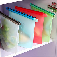 Furihurse 硅胶保鲜硅胶袋循环食物袋1000毫升装密封袋冰箱冷藏冷冻袋 3个装随机色1000ml