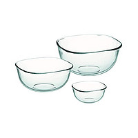 iwaki 怡万家 餐具耐热玻璃碗透明700ml2200ml3300ml3件套
