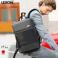 PLUS会员：LEXON 乐上 法国乐上(LEXON) 双肩电脑包 商务单肩包男15.6英寸多功能书包斜挎包三用手提公文包旅行背包 黑色