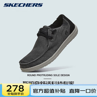 SKECHERS 斯凯奇 男鞋夏季帆布鞋休闲鞋商务风帆布鞋缓震一脚蹬男鞋 BLK 买家秀返10 41