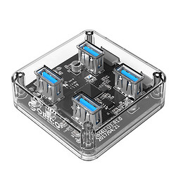 ORICO 奥睿科 usb扩展器3.0透明外壳 hub集线器多接口分线器 多用转换器多头多孔转接头电脑分接器外接一拖四