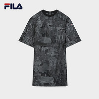 抖音超值购：FILA 斐乐 满印质感连衣裙 F11W338307F