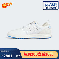 adidas 阿迪达斯 FLOPSHOT轻质舒适防滑缓震耐磨透气 无钉高尔夫鞋男款 GV9668 云白/金色金属/蓝色拉什GV9668 42/US8.5