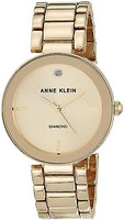 ANNE KLEIN 女士钻石表盘手链手表,金色