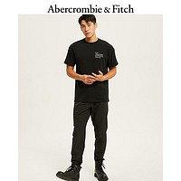 ABERCROMBIE & FITCH男装女装情侣 美式刺绣纯色宽松短袖T恤 323120-1 黑色 M (180/100A)