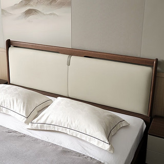 QuanU 全友 家居皮床新中式生态科技皮舒适软靠实木承重床头柜卧室床129701 1.8米床+床头柜2+椰丝棉弹簧床垫