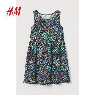 H&M HM童装女童连衣裙夏季甜美印花无袖圆领棉质喇叭裙0870530