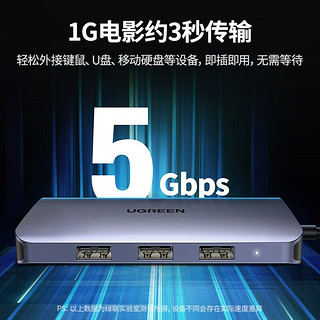 绿联Type-C扩展坞转HDMI拓展坞USB3.0分线器转换器适用苹果Macipad雷电4笔记本电脑 全功能扩展坞