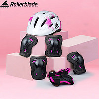 ROLLERBLADE 罗勒布雷德 儿童护具轮滑头盔护膝护肘7件套滑板溜冰护具黑粉中码（6-10岁）