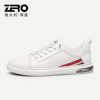 ZERO 零度男鞋商场板鞋2023夏季新款时尚百搭免系带简约真皮小白鞋