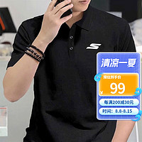 SKECHERS 斯凯奇 POLO衫男 夏季新款户外运动服透气快干休闲上衣经典翻领短袖T恤 P122M053-0018