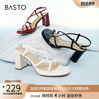 BASTO 百思图 2023夏季商场新款气质复古超高跟绑带罗马凉鞋女MB125BL3