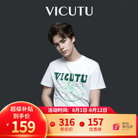 VICUTU 威可多 短袖T恤男女同款纯棉透气时尚印花潮流半袖VRW88264508 白色 175/92A