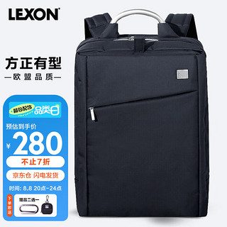 PLUS会员：LEXON 乐上 双肩包商务笔记本电脑包15.6英寸双隔层大容量男书包防泼水蓝黑色