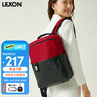 PLUS会员：LEXON 乐上 双肩包男14英寸笔记本电脑包商务出差背包旅行包防泼水休闲书包 暗红色