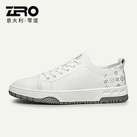 ZERO 零度男鞋休闲板鞋2023夏季新款男士时尚百搭系带真皮小白鞋男