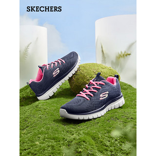 SKECHERS 斯凯奇 Graceful Get Connected 女子跑鞋 12615/NVHP 藏蓝/粉色 36