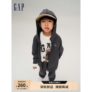 Gap 盖璞 男童秋2023款LOGO连帽衫儿童装SCUBA空气层拼接套装卫衣 黑灰色 160cm(XXL)